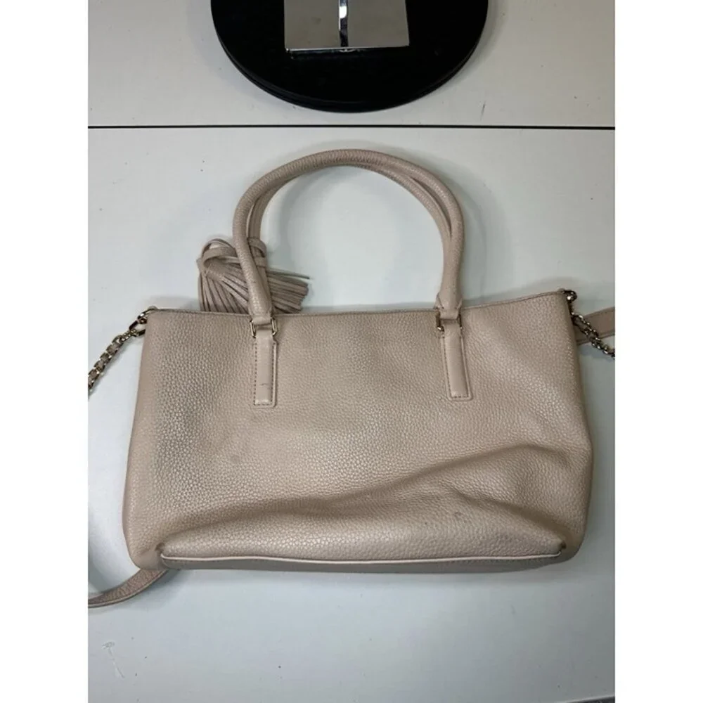 Tory Burch Pink Tote Handbag Purse Shoulder Bag Pebbled Leather